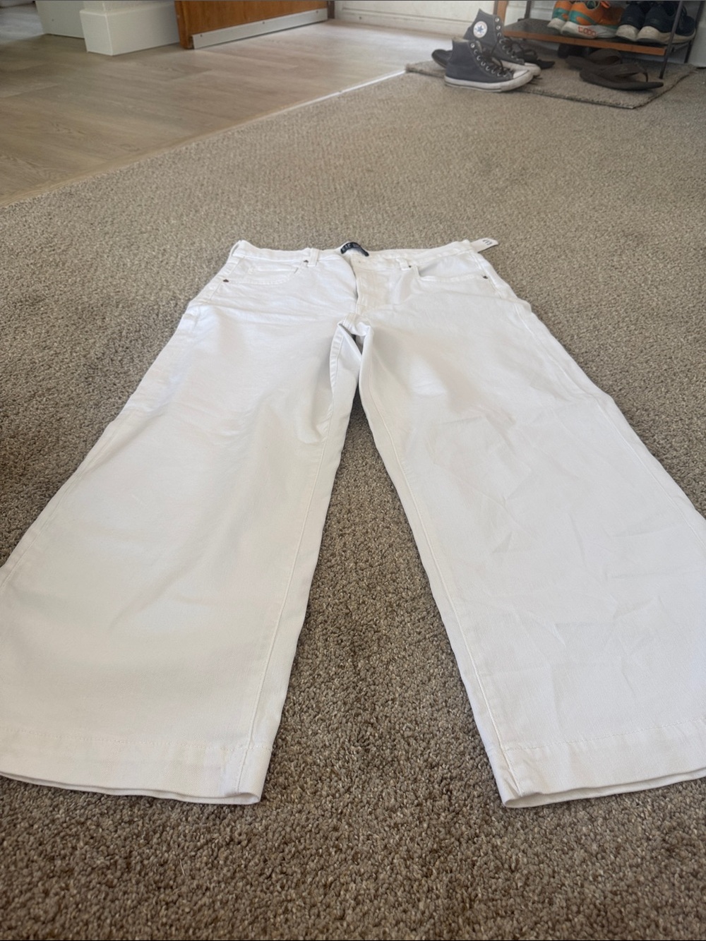 GAP White Cropped Wide-Leg Jeans